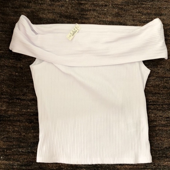 Madewell Ribbed Off The Shoulder Top White NWT M - Picture 2 of 8